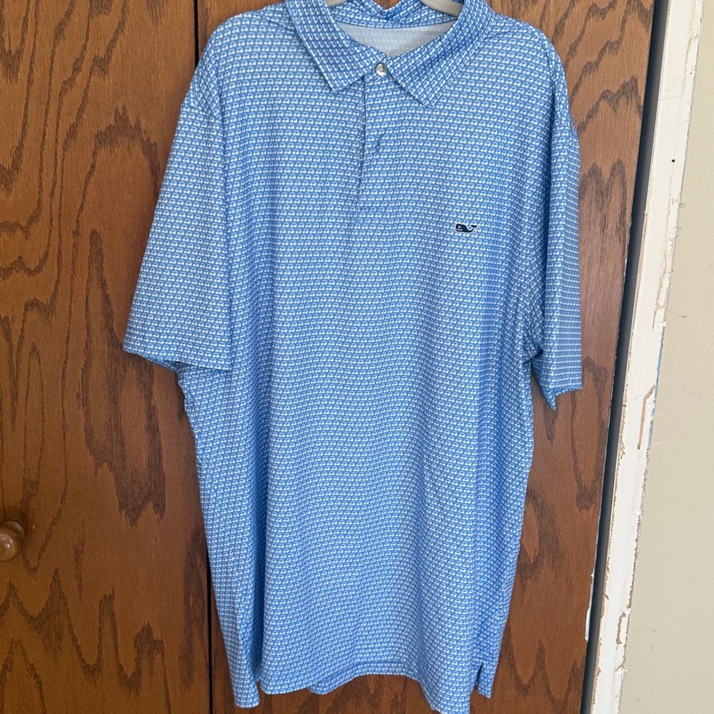 NWT Vineyard Vines Blue Golf Cart Performance Polo